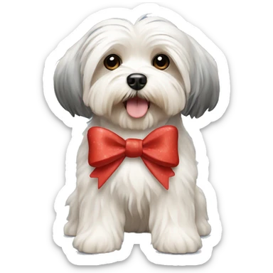 havanese dog with bow sticker