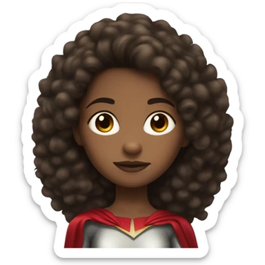 superhero, child, girl, long hair, afro brown hair, brown eyes, Hispanic, freckles   sticker