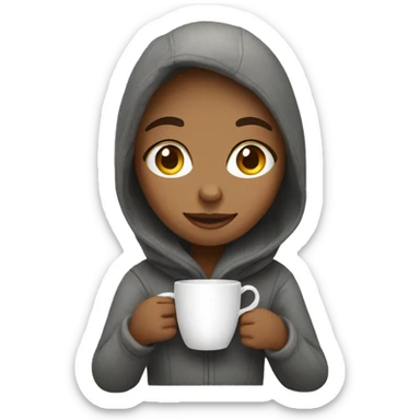 A cozy sitting girl with cup of coffee  sticker