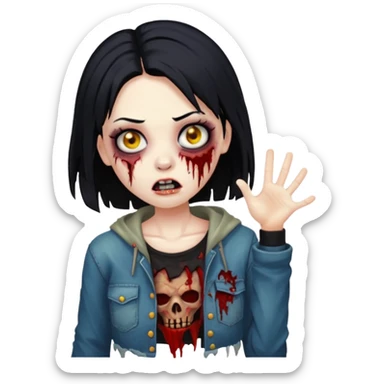 girl zombie with black hair sticker