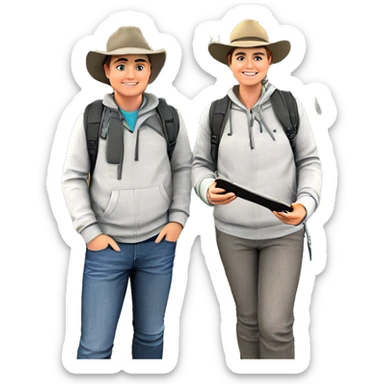 boys enjoying outdoors together sticker