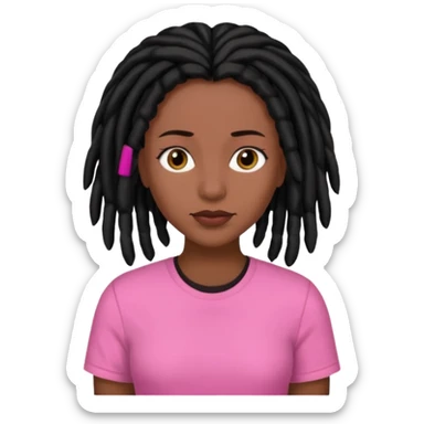 Woman dark brown skin with black locs pink shirt sticker