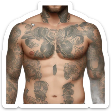 body covered in tattoos chest only circle sticker