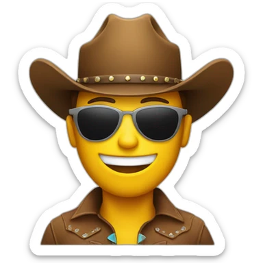smiley cowboy with sunglasses sticker