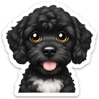 Black Shipoo Puppy with white on its chest sticker