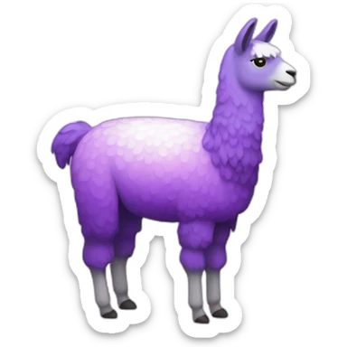 a purple llama with gradient white spots and a yellow carpet on its back is sleeping sticker