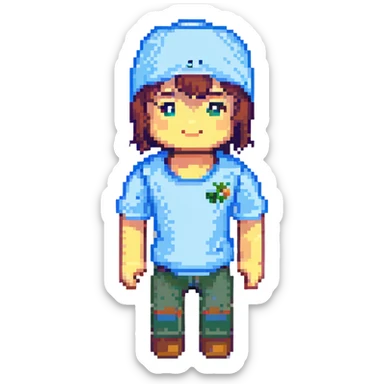 roblox character, blocky avatar, simple clothing, cheerful expression, white background sticker