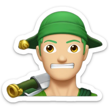 Roronoa zoro soulevant trois épées sticker