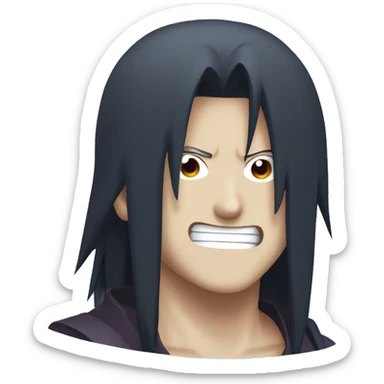 Create an emoji of Madara Uchiha laughing angry sticker