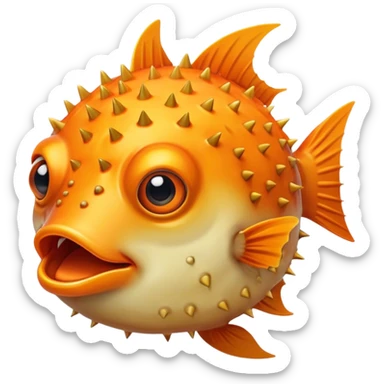 All Orange BlowFish facing forward all Spikes mouthopen sticker