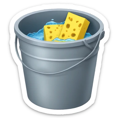 bucket of water with yellow sponge inside sticker