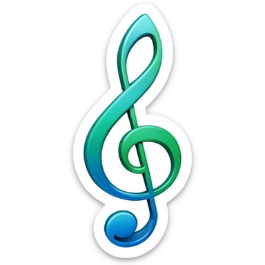 3D gradient blue to green music icon logo note  no background unique y2k clipart sticker