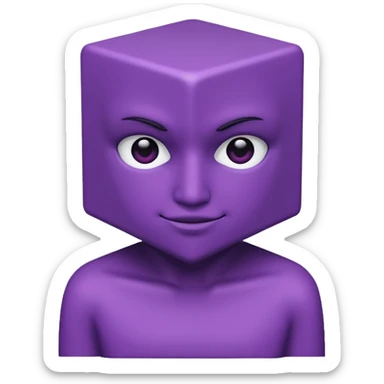 purple person no face cube face japan sticker