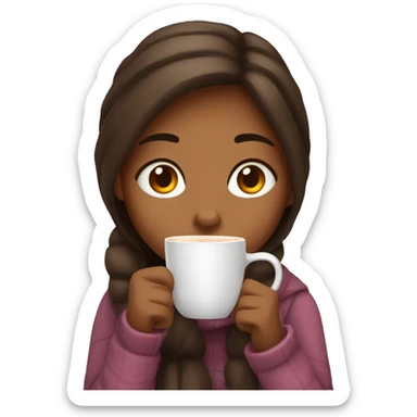 Girl Sipping hot coco sticker