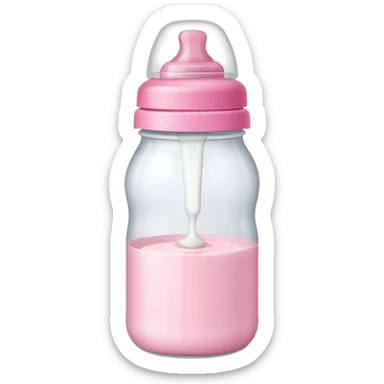 feeding bottle milk inside with pink lid sticker