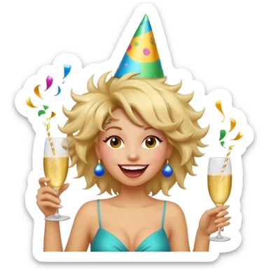 Funny, fast-talking, a little unpredictable. Life of the party vibes. woman with crazy hair
more dinamic emoji  sticker