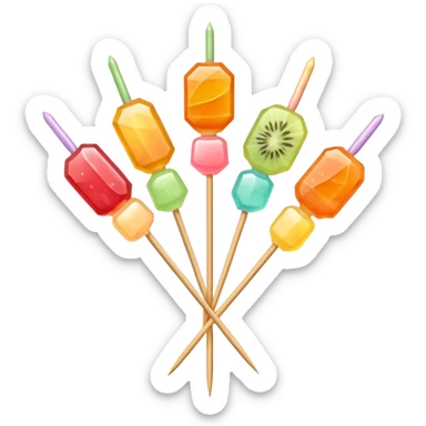 Tanghulu candied fruit skewer with pastel colors sticker