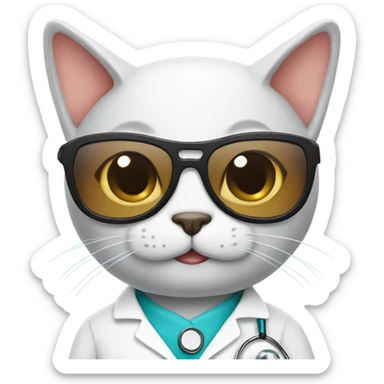 smiling doctor cat wearing black sunglasses sticker
