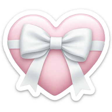 Pastel pink heart with white bow sticker