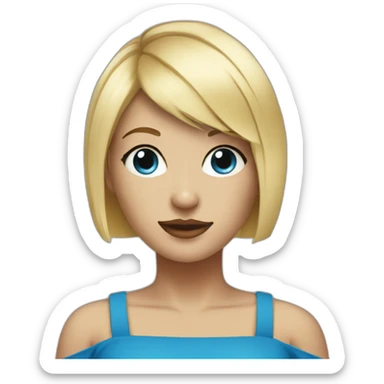 techno music girl with very short blue dress and square blonde haircut sticker
