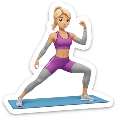 sporty blonde girl doing pilatrs sticker