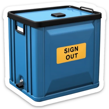 create a ibc container in 2d  with "sign out "words sticker