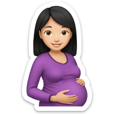 pregnant asian woman with black hair sticker