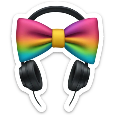 Headphones with a bow-tie sticker