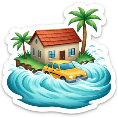 A flood with rushing water and submerged surroundings sticker