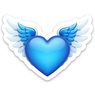 blue heart with wings sticker