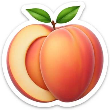 Peach with an opening with milk coming out of opening sticker