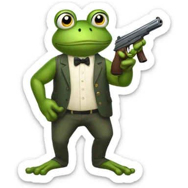Frog holding a gun sticker
