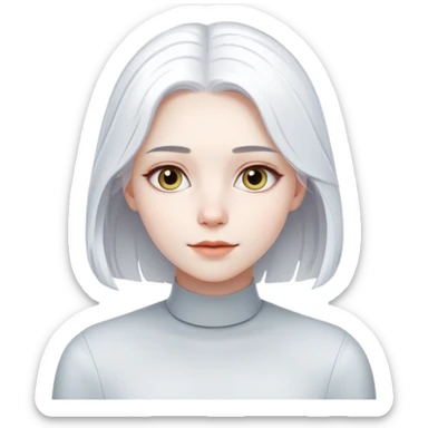 A young woman, but with white hair, named Gloria. She will be used as an artificial intelligence character on a website sticker