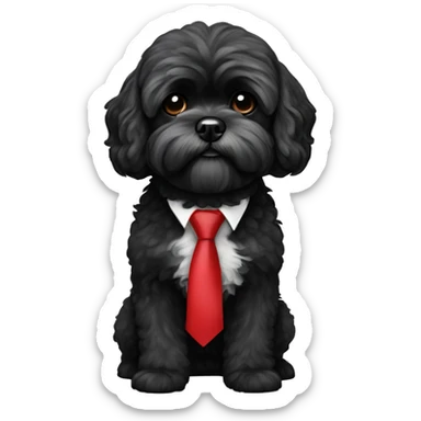 Black Shih poo with red tie sticker
