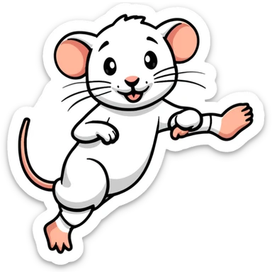 Rat in dynamic breakdance freeze pose with excited expression sticker
