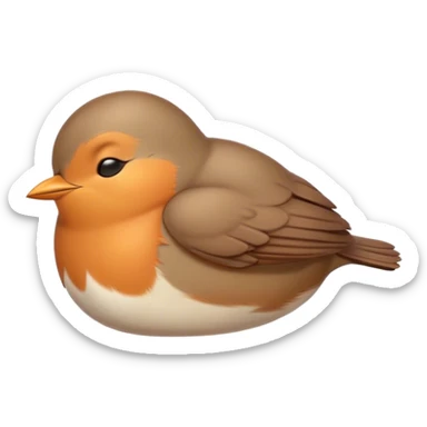 Meme-Worthy Cute Sleeping Robin Portrait Emoji, Head resting peacefully with a contented smile, showcasing a delicate, softly feathered body and eyes gently closed in serene slumber, Simplified yet adorably endearing features, highly detailed, glowing with a soft, drowsy light, high shine, relaxed and utterly lovable, stylized with an air of playful laziness, soft glowing outline, capturing the essence of a sleeping robin that feels destined to become the next viral icon of adorable rest! sticker
