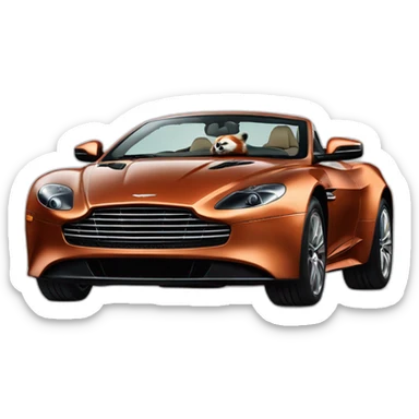Red panda sitting in driver’s seat of Aston Martin sticker