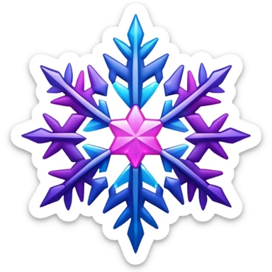 Gradient iridescent Pink indigo violet blue star snowflake  sticker