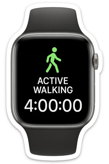 smartwatch con modalità attiva di camminata che segna 4 ore di camminata, REALISTICA 4K sticker