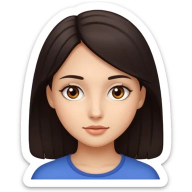 Make an emoji of a girl with smooth, radiant skin, dark hair and brown eyes sticker