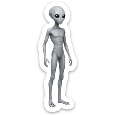 fullbody humanoid gray alien direct sideview sticker