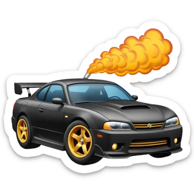 drifting car with tires smoke sticker