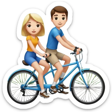 Girl and guy riding a bicycle sticker
