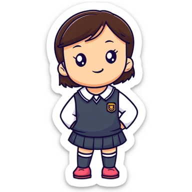 Young cute cool brunette girlie in a Monday at school  sticker