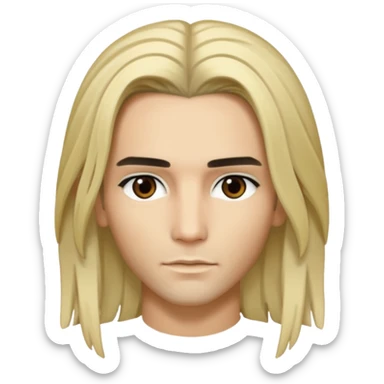 Bill Kaulitz with blonde long hair, brown eyes sticker