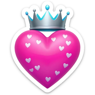 neon heart with a silver bow with heart pattern on the bow and a crown sticker