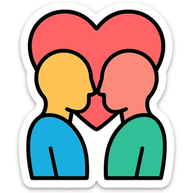 symbolic icon representing intimacy with color outline sticker
