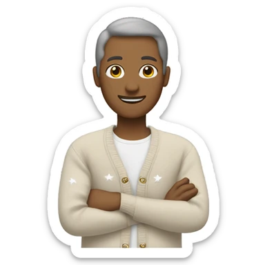 white tan cardigan with 3 gray stars on the sleeves sticker