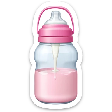 feeding bottle milk inside with pink lid sticker