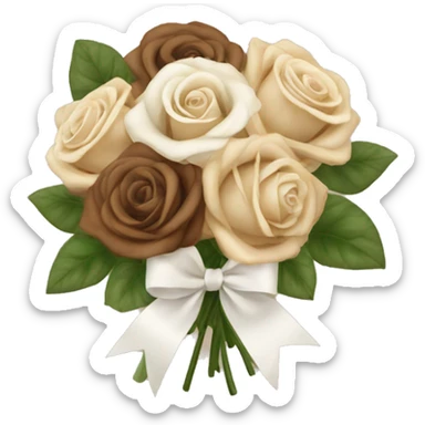 Beige and Brown roses Bouquet with white bow sticker